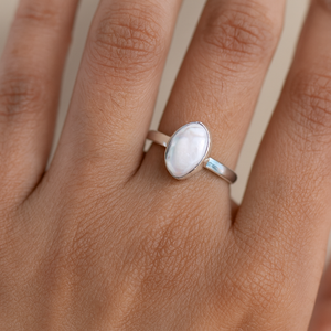 Natural Mother of Pearl <b>Ring</b> 925 <b>Sterling</b> <b>Silver</b> <b>Ring</b> Rose Gold Yellow Gold Plated Oval Bezel <b>Set</b> Handmade Jewelry for Women Men - Product Image 2