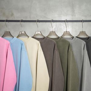 เสื้อสเวตเชิ้ตคอกลมโอเวอร์ไซส์แบบยูนิเซ็กซ์ สีพื้น ผ้าถักเนื้อฝ้าย สวมใส่สบาย สไตล์ลำลอง เหมาะสำหรับฤดูใบไม้ร่วง แขนเสื้อแบบปกติ - Product Image 3