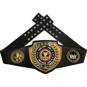 Cinturón de campeonato de lucha, cinturón de título de cuero PU con placa de Metal dorado personalizado para luchadores, Trofeo y evento de premio - Product Image 1