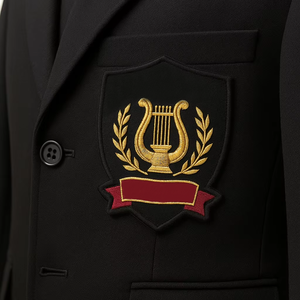 Custom Hand Embroidered Eco-Friendly Nickel-Free Bullion Badge Gold Wire Emblem for Orchestras <b>Bands</b> Ensembles & Uniforms - Product Image 6