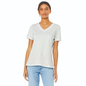 Camiseta de Lona con Cuello en V para Mujer, Transpirable, Colores y Tallas Personalizables, Alta Calidad, Manga Corta, Diseño Liso, Precio al por Mayor - Product Image 1