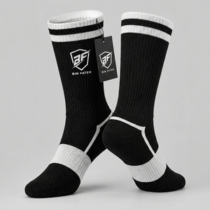 LOW MOQ Free Design <b>Winter</b> Casual Sports <b>Socks</b> Breathable Cuff Logo Custom White Men Knitted Solid Color Athletic <b>Socks</b> - Product Image 5