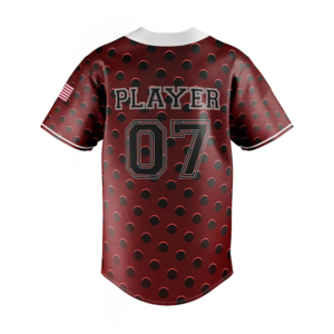 Baseball Jersey Unisex Red Polka Dot Full Sleeve Button Front Customizable Sport Apparel Adult Size Regular 100% <b>Polyester</b> - Product Image 3