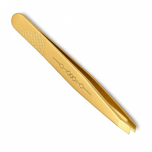 Pince à épiler de luxe plaquée or à pointe fine, outil de toilettage de précision durable - Product Image 2