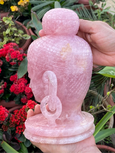 แกะสลักด้วยมือหินโรสควอตซ์รูปพระพุทธรูปหินธรรมชาติฮวงจุ้ย REIKI ตกแต่งบ้านตกแต่งสมาธิ - Product Image 3
