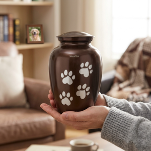 Best Quality Eco Friendly Pet Memorial Urn Cat Dog <b>Ashes</b> Solid Aluminium Metal Cremation Jars Paw Print Design Personalized Urns - Product Image 3