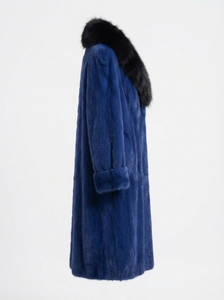 Manteau en fausse fourrure de vison noir pour femme, extra long, col rabattu, chaud, pour l'hiver, OEM - Product Image 3