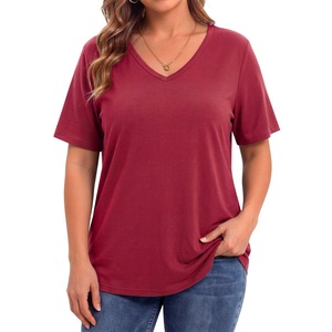 Camiseta de Cuello en V para Mujer de Color Sólido de Primera Calidad – Camiseta de Cuello en V de Algodón Suave para Uso Casual de Moda para Mujer de BD - Product Image 5