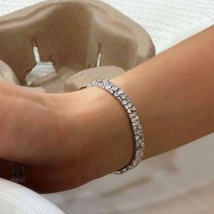 925 Sterling Silver Honeycomb Hexagon Diamond Bracelet Ins Style Flexible Serpentine Chain Bangle Fine Jewelry - Product Image 1