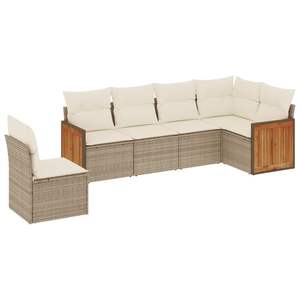 D0100XFN8D2 Juego de Sofás de Jardín de Ratán PE Beige, Patas Ajustables, Muebles de Exterior, Diseño Contemporáneo, Cojines de Espuma de Alta Densidad - Product Image 4