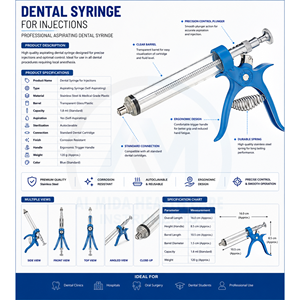 Jeringa Manual para Anestesia Dental, Certificada CE, Instrumento Quirúrgico de Clase I para Procedimientos Orales - Product Image 6