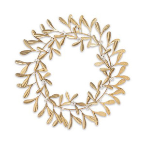 Couronne de feuilles en fer argenté moderne avec arrangement floral artistique pour une décoration haut de gamme de la maison et des fêtes - Product Image 5