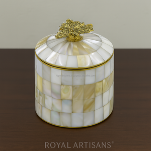 Boîte décorative en laiton et bambou Boîte de rangement pour bijoux en laiton incrusté de nacre Boîte de cirque - Product Image 6