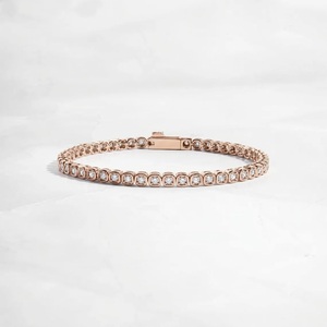 Bracelet VVS délicat en or véritable 14K 18K avec diamants de laboratoire ronds de 2,50 mm, fermoir boîte, monture coussin, bracelet tennis, fermoir coulissant, cadeau pour elle - Product Image 4