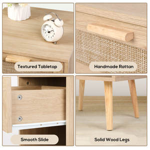 Mesitas de Noche DreamCraft de 2 Piezas de Ratán Vietnamita con 1 Cajón de Almacenamiento, Muebles de Dormitorio Elegantes Tejidos, Hechos en Vietnam - Product Image 5