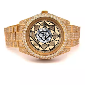 Rose Gold Tone Round <b>Case</b> Lab Diamond Inlay Quartz <b>Watch</b> Stainless Steel Analog Sapphire Crystal Water Resistant Modern <b>Watch</b> - Product Image 2