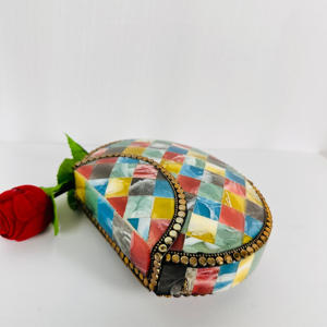 Bolso de Mano de Lujo Personalizado, Moderno, Chapado en Oro, de Aluminio Pulido, con Diseño de Mármol Multicolor, Estilo Antiguo, Hecho a Mano - Product Image 6