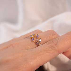 Amethyst <b>Ring</b> 925 Sterling Silver 14K Gold Plated Adjustable Purple Zirconia Birthstone Dainty <b>Ring</b> Jewelry - Product Image 4