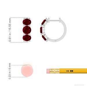 Pendientes de Aro con Tres Rubíes Ovalados Naturales, Oro Blanco de 14 Quilates, Joyería Fina para Mujer, Venta al por Mayor, OEM, ODM, Regalo para Ella - Product Image 2