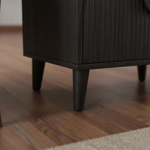 Table basse moderne et durable avec 2 tiroirs, en bois d'hévéa, MDF, placage de chêne, poignée en bois, marque PKP, garantie 1 an - Product Image 4