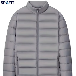 เสื้อแจ็คเก็ตพัฟเฟอร์ผู้ชาย SPOFIT สีเทา คอตั้ง กันลม ปิดด้วยซิป สวมใส่สบายในฤดูหนาว ทรงปกติ สีพื้น ผลิตจากโพลีเอสเตอร์ - Product Image 1