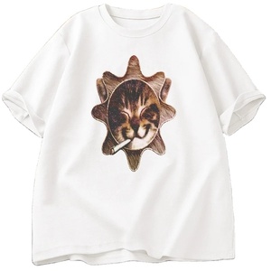 GLO เสื้อยืดแขนสั้นสำหรับผู้ชายเสื้อยืดลายแมวแมว Y2K เรือพิฆาตเสื้อยืดผ้าฝ้ายลำลอง - Product Image 3