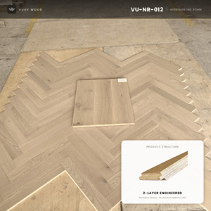 Parquet en chêne beige à chevrons, 15 mm, à rainures et languettes, pour salle à manger - Product Image 1