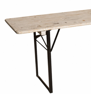 Alana Biergarten Folding <b>Table</b> with <b>Rustic</b> <b>Wooden</b> Top and Black Metal Legs Handcrafted Communal <b>Dining</b> <b>Table</b> for Wedding Events - Product Image 3