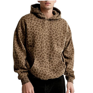 Unisex Cotton Fleece Streetwear Hoodie <b>Leopard</b> <b>Print</b> <b>Sweatshirt</b> Custom Logo OEM Bulk Supplier - Product Image 6