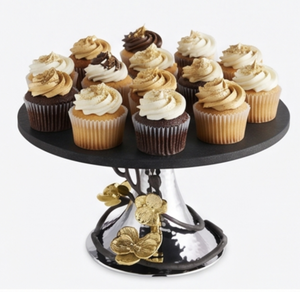 Premium Round Metal <b>Cake</b> Stand With Gold Flower Design Handmade Decorative Base Elegant Tabletop Display For Wedding Events <b>Gift</b> - Product Image 5