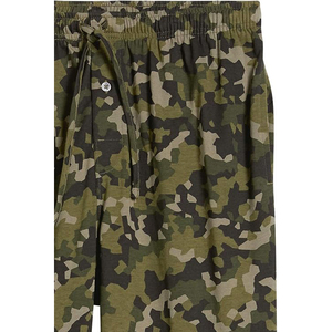 Olive Green Camo Print Men Jersey Lounge Pyjama Pants <b>Drawstring</b> Button Fly Elastic Waist <b>Trouser</b> - Product Image 2
