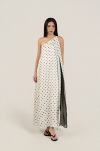 Robe maxi en coton et polyester pour femmes, rayures asymétriques, boutons sur le devant, coupe ample et droite, respirante, style décontracté d'été - Product Image 6