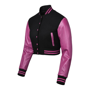 Custom <b>Women</b> Streetwear <b>Jacket</b> Cropped Varsity Bomber Outerwear Supplier USA - Product Image 3