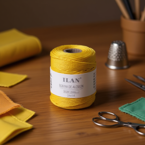 Bobina di corda di cotone Ilan 3 mm gialla per cucito e artigianato - Product Image 2