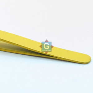 Pince à épiler de précision en acier inoxydable jaune, pointe lisse, durable, fine et pointue, pour l'application sur les sourcils et les cils - Product Image 2
