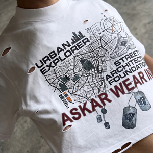 ASKAR เสื้อยืดคอกลมแขนสั้นสำหรับผู้ชาย, เสื้อยืดผ้าฝ้ายไซส์ใหญ่พิเศษพิมพ์ลายในเมืองนักสำรวจ - Product Image 2