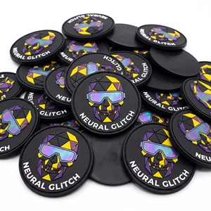 Wholesale Neon Protocol PVC Patch Cyberpunk Circuit Badges Round Silicone Emblems for Urban Streetwear Direct Factory - Product Image 2