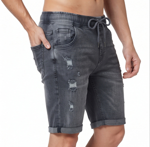 <b>Men's</b> Denim Shorts Ripped <b>Drawstring</b> Waist Casual Street Style Woven 100% Cotton <b>Jeans</b> Shorts Distressed Washed Shorts <b>Men</b> - Product Image 2