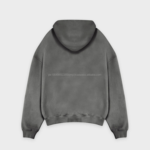 Sweat-shirt à capuche court pour homme, style streetwear vintage, en coton, sans cordon, poids lourd, qualité supérieure, vente en gros personnalisée - Product Image 5