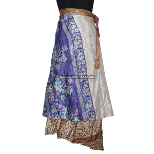 Sari Rajastani Multicapa de Seda Artística, Falda Larga Envolvente, Estilo Boho, Multicolor, para Verano, Cómodo y a la Moda, Estilo Hippie - Product Image 6