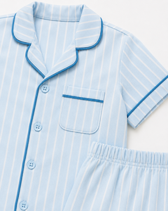 Girls <b>Blue</b> <b>Stripe</b> Pajama Set Kids Cotton Nightwear Short Sleeve Sleepwear Comfortable Button Down <b>Pyjama</b> Suit Soft feel Fabric - Product Image 4