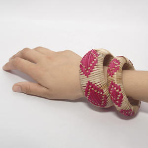 Pink rattan <b>bracelet</b> bangles stylish bangle <b>set</b> for sale weave <b>bracelets</b> lady hand wear essentials - Product Image 3