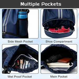Drawstring Gym Backpack with Shoe Compartment Sports String Bag for Soccer Basketball Swimming Beach Travel Men Women Wholesale - Product Image 5