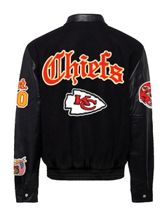 Chaqueta Varsity de Lana y Cuero Estilo Inglés Antiguo de los Kansas City Chiefs, Color Negro - Product Image 2