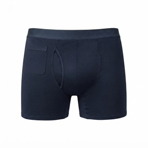 Men's <b>Boxer</b> Briefs With Pocket Breathable Soft Modal Spandex Underwear Mid Rise Solid Color Daily Wear <b>Custom</b> Logo - Product Image 4