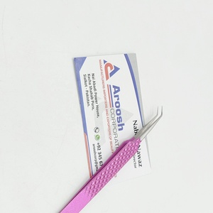 Pince à épiler transparente à 45 degrés en acier inoxydable avec prise en diamant, logo personnalisé, pince à cils durable, vente en gros - Product Image 6