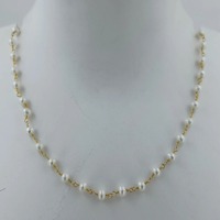 Collier à maillons perlés en perles d'eau douce, argent sterling 925, fait main, style bohème, cadeau d'anniversaire de mariage pour elle, 8 grammes