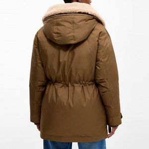 Veste courte matelassée pour femme, design fourrure épaisse, col chaud, poches de haute qualité, veste d'hiver mi-longue - Product Image 2