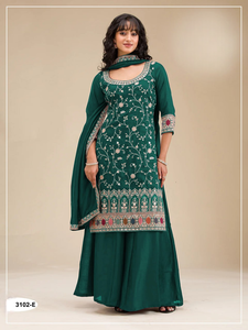 Direct Factory Supply Salwar Suit Palazzo Styles Vichitra with Heavy Embroidery Sequence Work Readymade <b>Pakistani</b> Salwar Kameez - Product Image 4