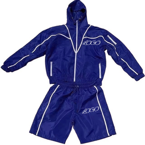 Ensemble de shorts de sport à capuche violet 2 pièces, manches longues, fermeture éclair, unisexe, coupe régulière, toutes saisons, style sportif, 100% polyester - Product Image 6